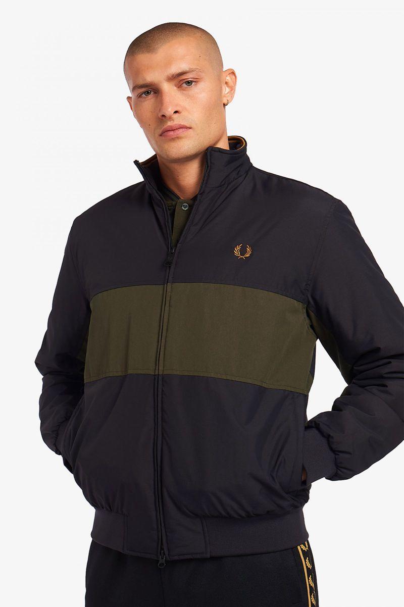 Black Fred Perry Colour Block Padded Brentham Men's Jackets | PH 1183EBCX